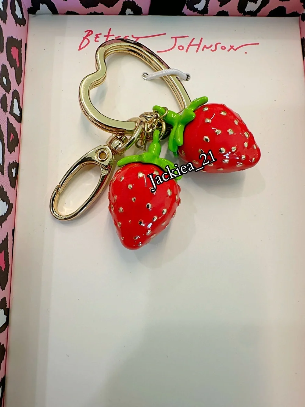 Betsey Johnson Red Strawberry Heart Keychain Charm